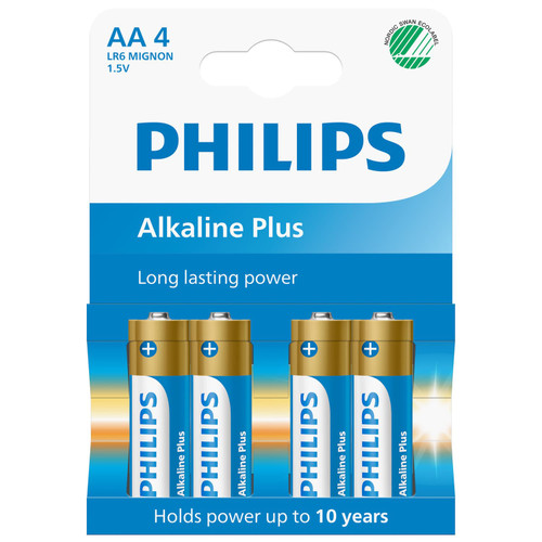 Philips AA Alkaline Plus Batteries 4pk