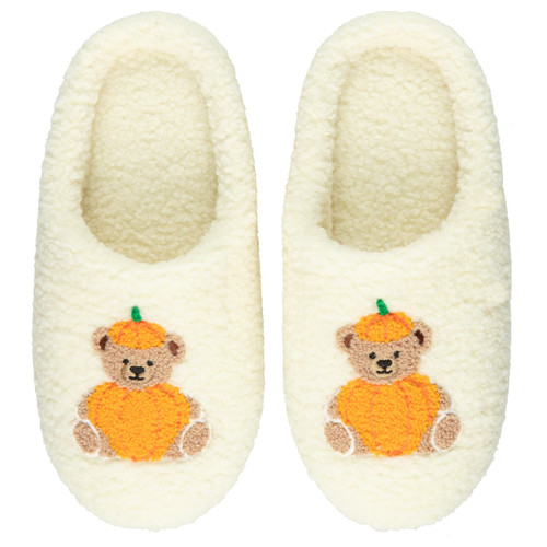 Ladies' Teddy Pumpkin Slippers 3-8