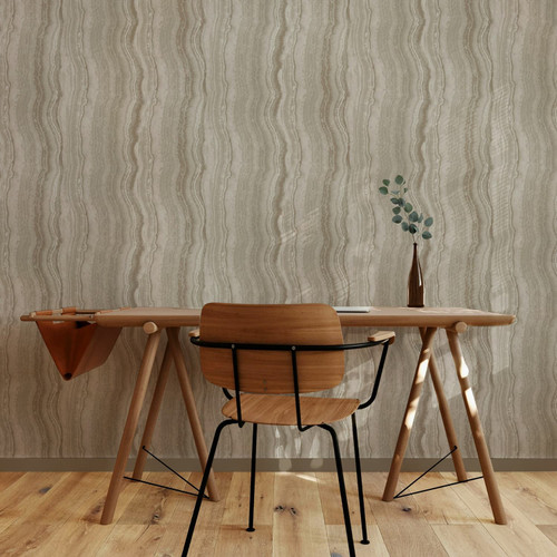 Fresco Agate Stripe Wallpaper - Gold & Cream