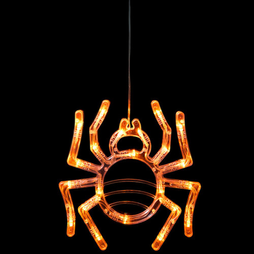 Illuminated Spider Window Light - Orange