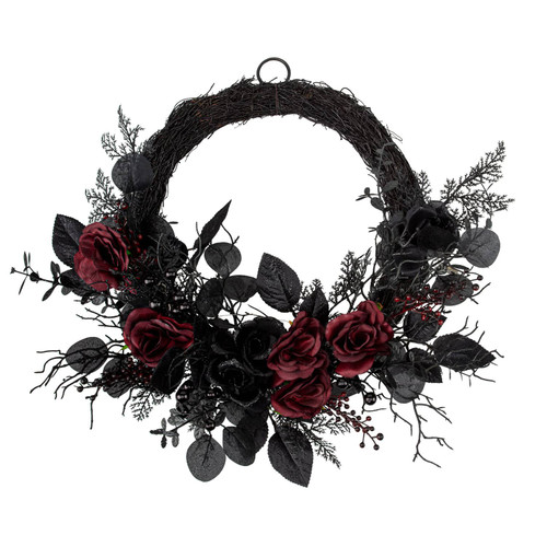Gothic Pre-Lit Half Wreath 55cm