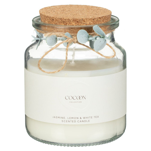 Cocoon Glass Jar Scented Candle - Jasmine, Lemon & White Tea