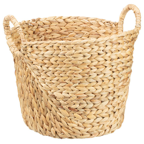 Water Hyacinth Woven Basket with Circular Handles