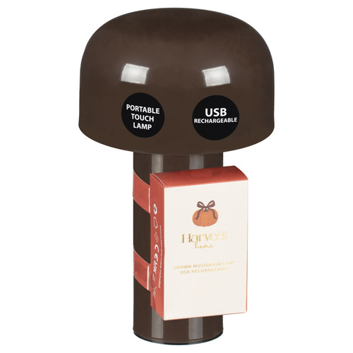 Harvest Home USB Powered Mushroom Lamp - Dark Brown