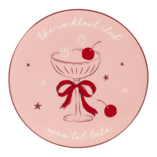 The Cocktail Club Ceramic Slogan Coaster - Pink
