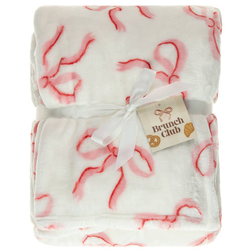 Brunch Club Printed Bow Throw