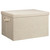 Foldable Linen Effect Box with Lid - Beige