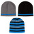 Kids Beanie Hats 3pk - Grey, Blue & Navy