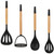 Black & Wood Slotted Spoon