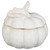 Glazed Ceramic Pumpkin with Leaf