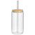 Glass Ribbed Soda Cup With Bamboo Lid