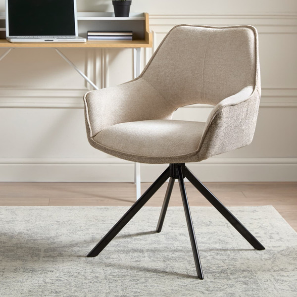 Alix 2 Tone Swivel Chair - Beige