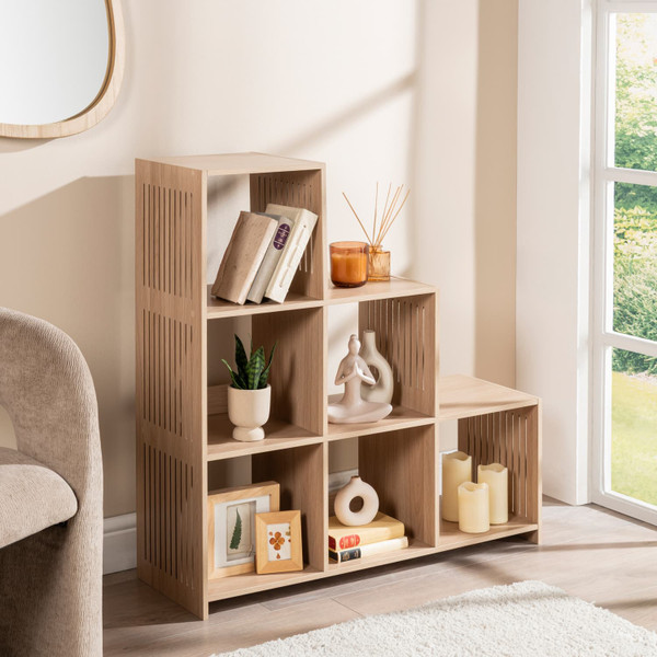 1-2-3 Slatted Cube Unit - Oak Effect
