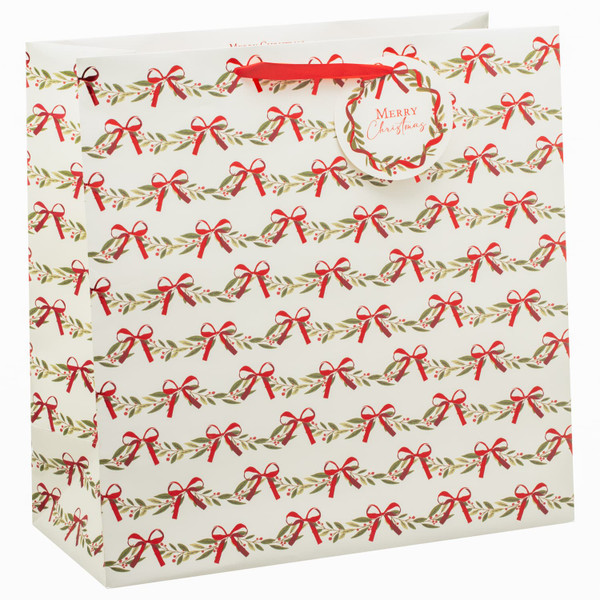 Wide Base Christmas Gift Bag - Bows