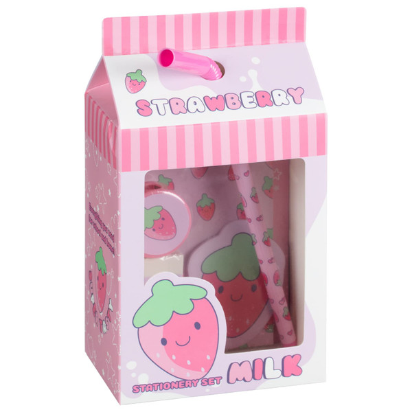 Kawaii Stationery Set - Strawberry Milk