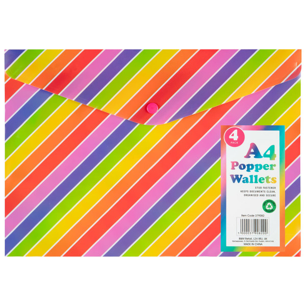 A4 Popper Wallets 4pk - Rainbow