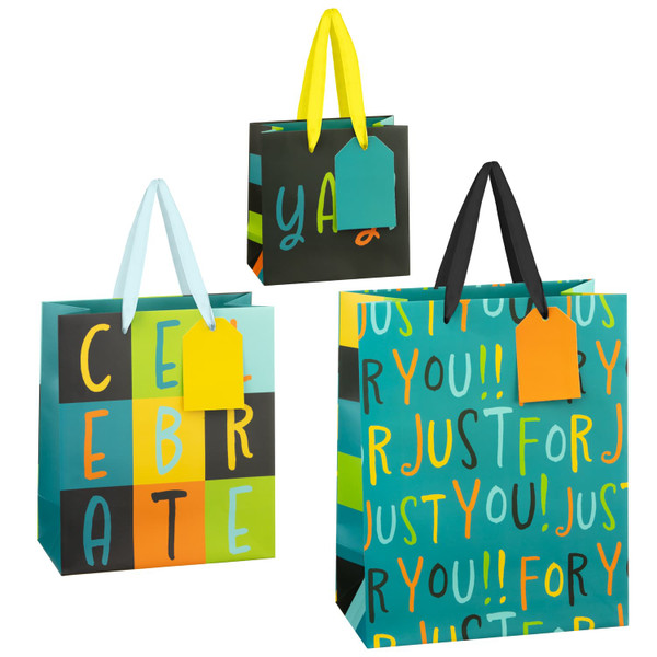 Size Assorted Gift Bags 3pk - Just For You
