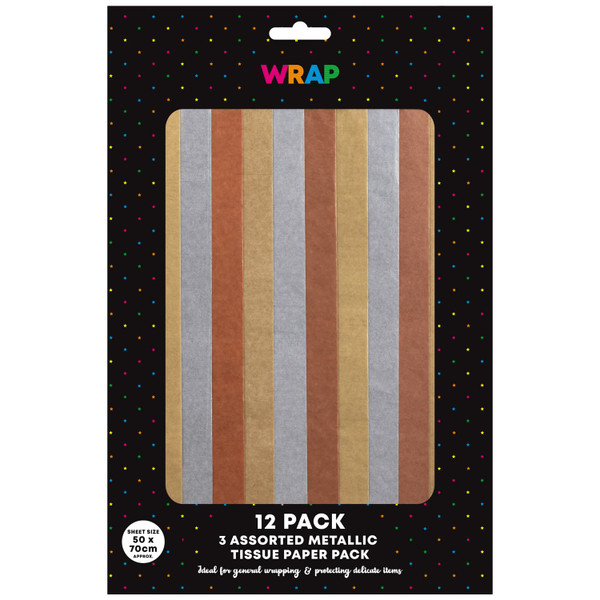 Wrap Assorted Metallic Tissue Paper 12pk