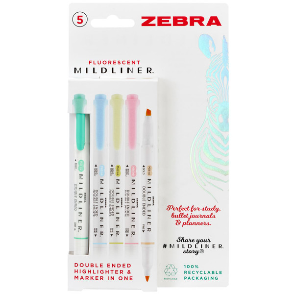 Zebra Fluorescent Mildliner 5pk - Multicoloured