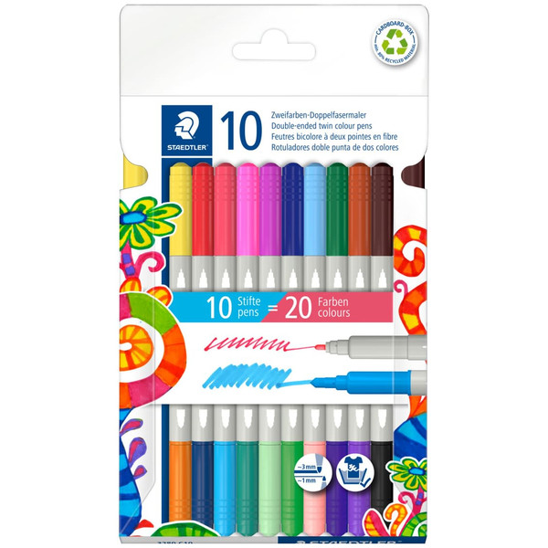 Staedtler Double End Twin Colour Pens 10pk