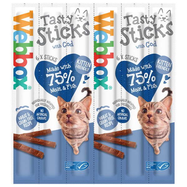 Webbox Cats Delight Tasty Sticks 6pk - Cod