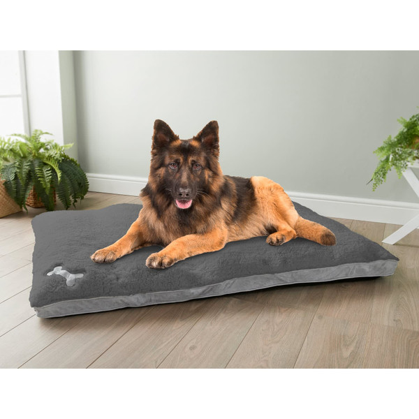 Hund Memory Foam XL Fleece Pet Bed - Grey