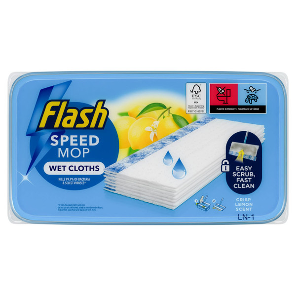 Flash Speed Mop Wet Cloths Anti Bacterial 10pk - Lemon