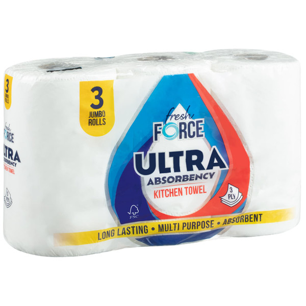 Fresh Force Ultra Absorbency Jumbo Kitchen Towel 3pk