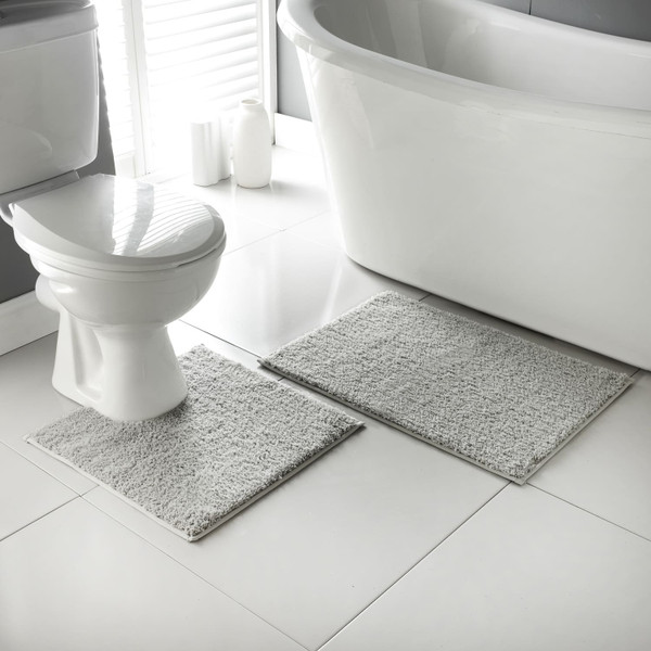 Simply Everyday Bath & Pedestal Mat Set - Grey