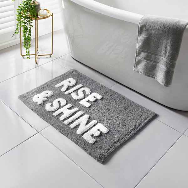 Rise & Shine Tufted Bath Mat - Grey
