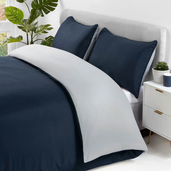 Simply Reversible Navy - Grey King Duvet Set