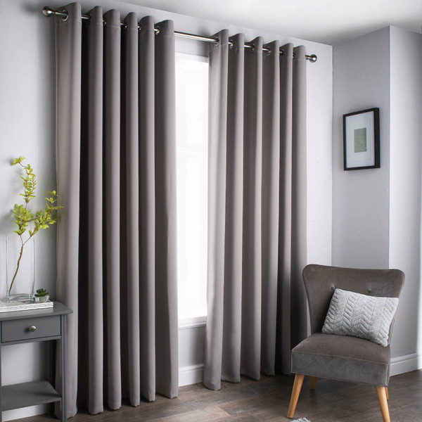 Oxford Grey Black Out Curtains With Eyelets 46 x 54"