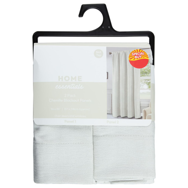 Home Essentials Chenille Blackout Panels 2pk - Cream