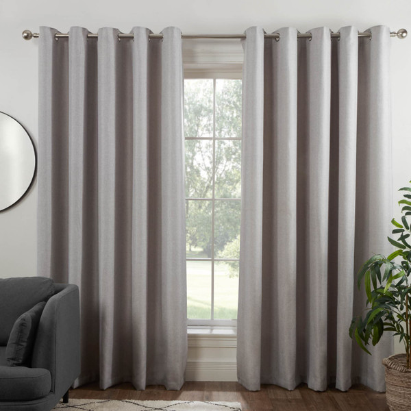 Colorado Hopsack Fully Lined Silver Eyelet Curtains 66 x 90"