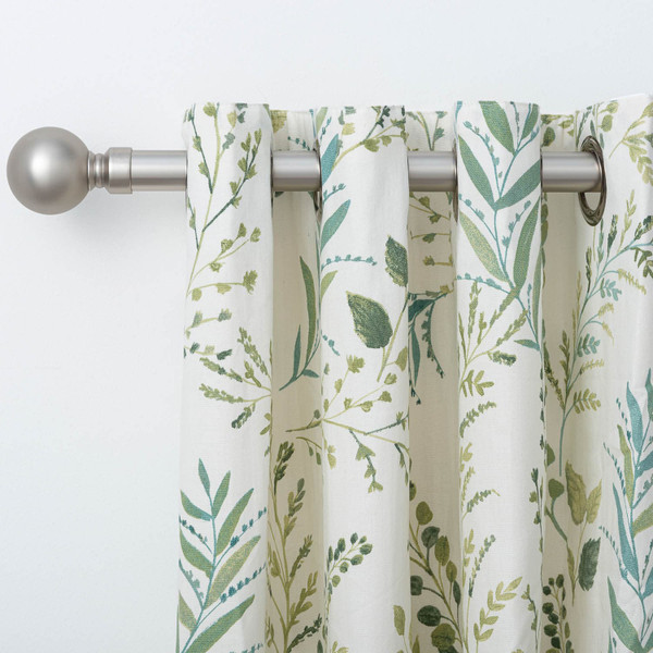 Matt Satin Silver Orb Curtain Pole 120 - 220cm