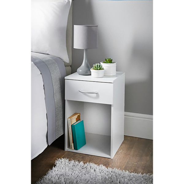 Simply 1 Drawer Bedside Table - White