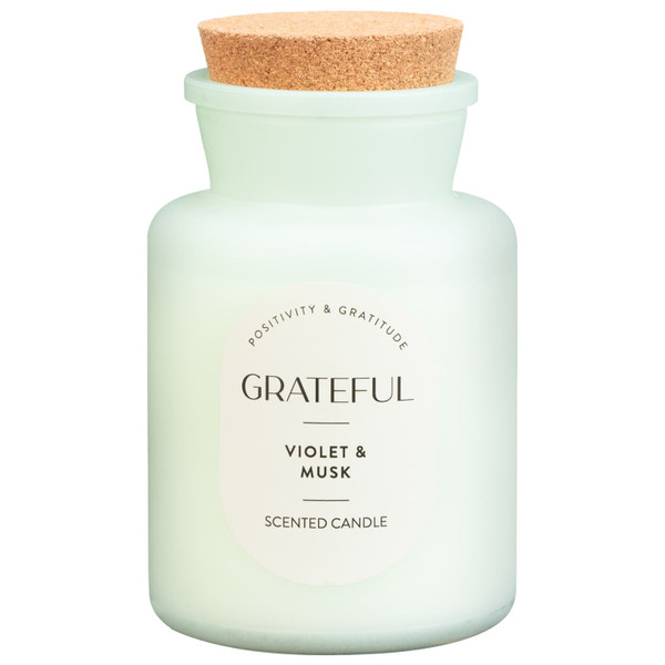 Grateful Scented Candle with Cork Lid - Violet & Musk
