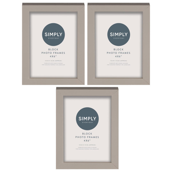 Simply Everyday 4 x 6" Block Frames 3pk - Grey