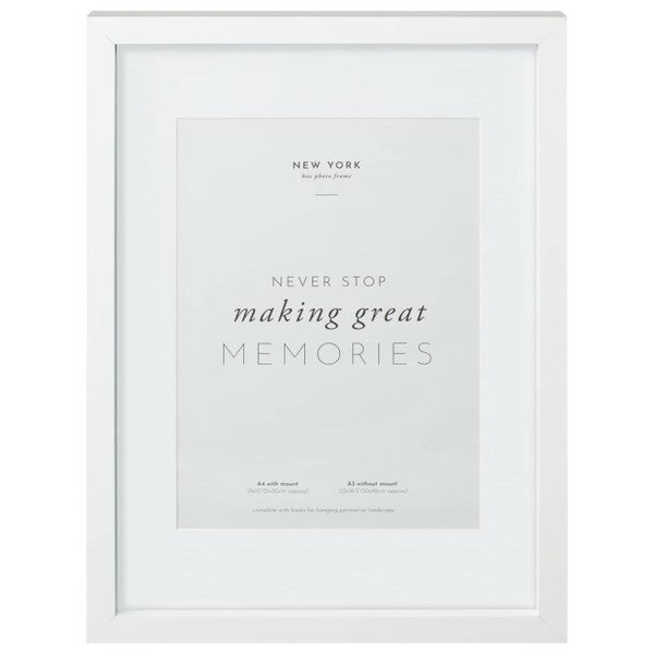 A4 New York Box Photo Frame - White