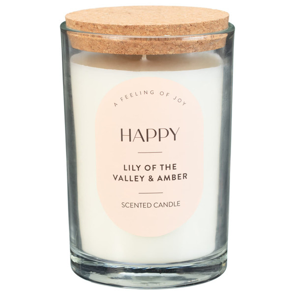 Happy Scented Candle Jar - Lily of the Valley & Amber