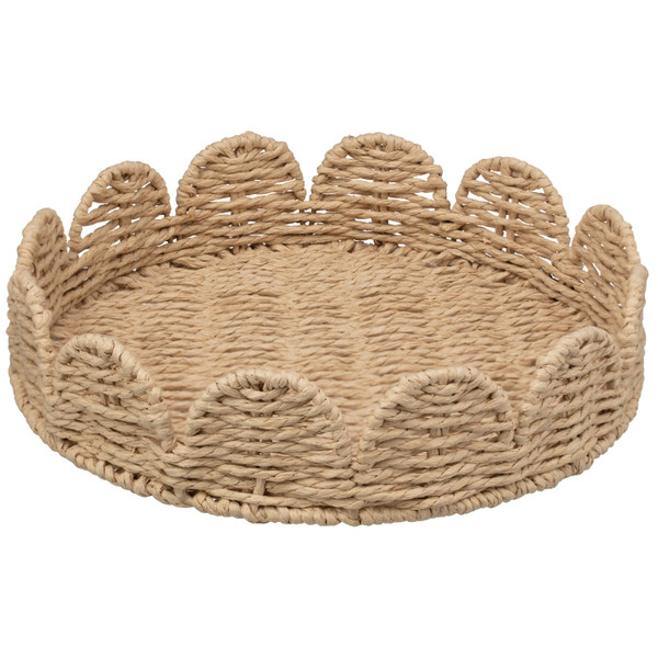 Daisy Bloom Neutral Scalloped Edge Tray