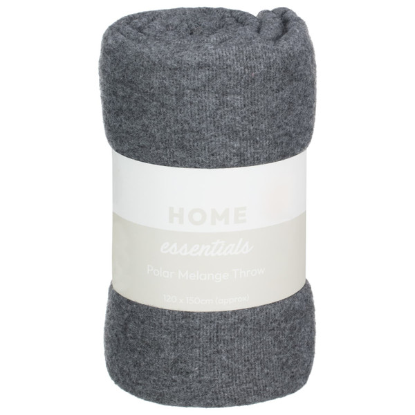 Home Essentials Melange Polar Fleece Throw - Grey