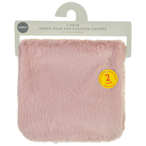Aspen Faux Fur Cushion Covers 2pk - Blush