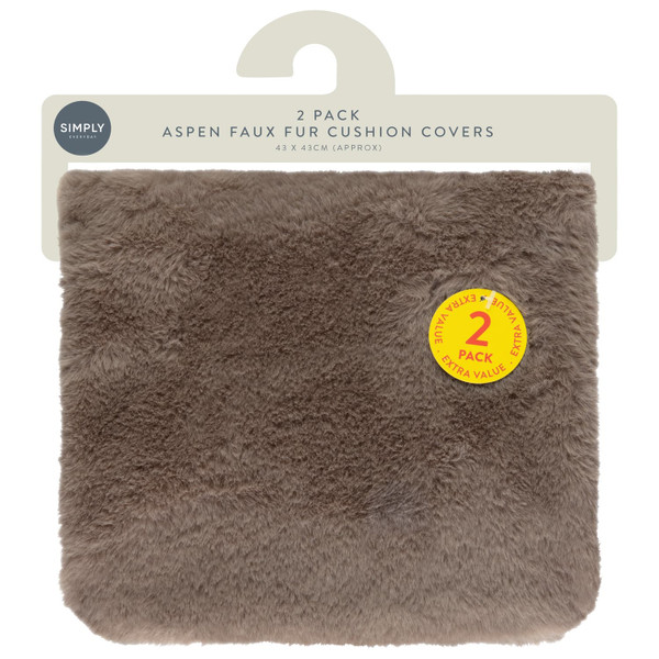 Simply Everyday Aspen Faux Fur Cushion Covers 2pk - Mink