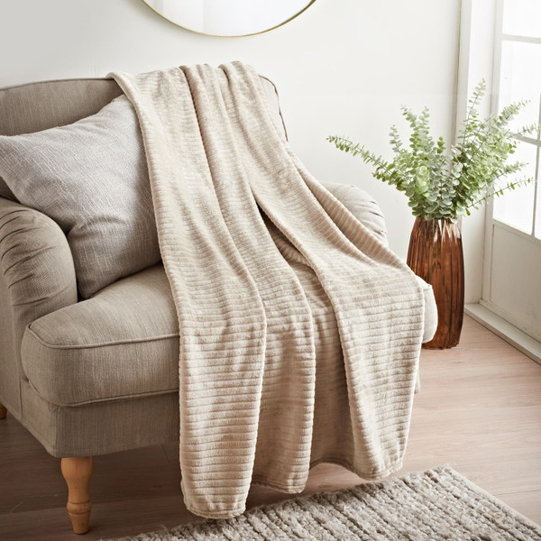 Embossed Stripe Throw - Mink