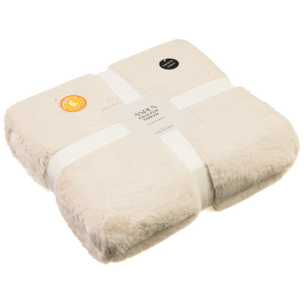 Aspen Faux Fur Throw - Cream