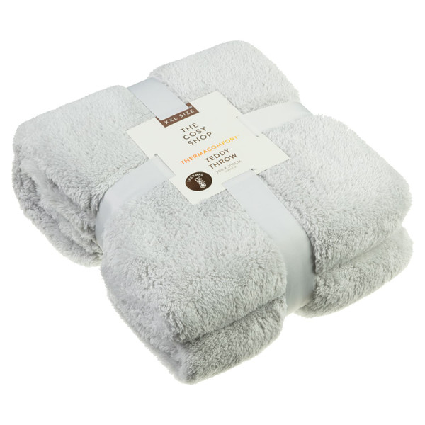 The Cosy Shop Thermal Teddy Throw XXL - Silver