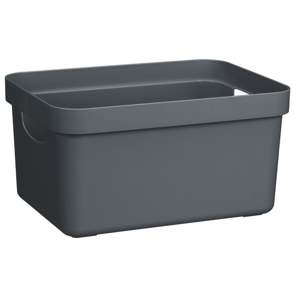 Large Rectangular Storage Tub with Handles - Charcoal