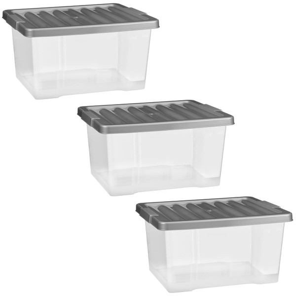 Simply Everyday Clear Storage Boxes 20L 3pk