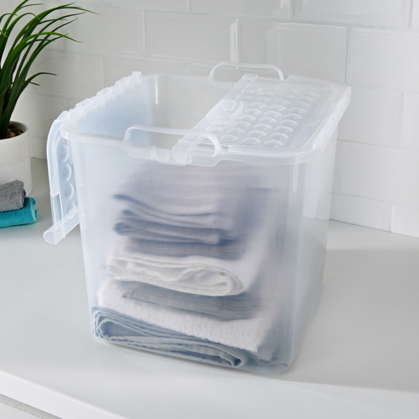 Hinge Lid Storage Box 25L - Clear